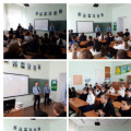 On 10/09/2023, a preventive conversation was held for high school students with the participation of juvenile affairs inspectors from the State Law Enforcement Directorate of the Public Inspectorate of the Balkhash city - Nurbek A.A., Zhukin E.M., Korazba