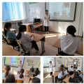 On November 17, 2023, the school nurse M. Kusimbaeva held a conversation on the topic “Personal hygiene of a teenage girl” among girls in grades 7-8