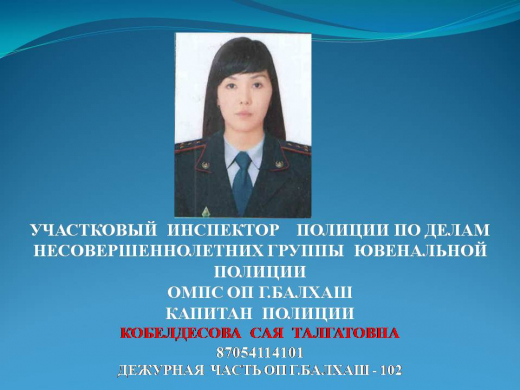 УЧАСТКОВЫЙ ИНСПЕКТОР