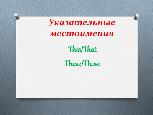 Указательные местоимения This/That These/Those 2 класс Учитель: Леонтьева А.А.