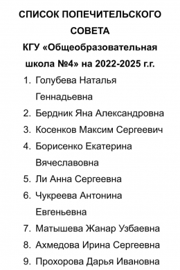 Состав попечительского совета КГУ 