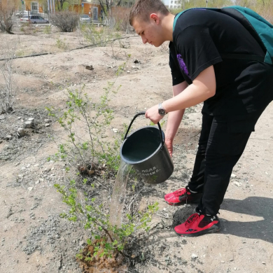 К Национальному дню посадке леса и к Всемирному дню Земли ученики КГУ «ОШ №4» г. Балхаш 9 