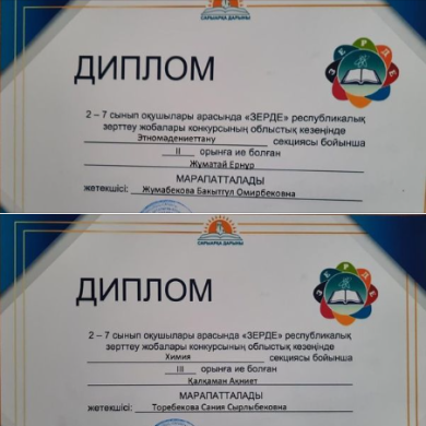 На областном этапе республиканского конкурса исследовательских проектов по общеобразовательным предметам среди учащихся 2-7 классов приняли участие и заняли призовые места учащиеся 6-7 классов нашей школы.