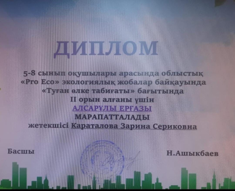 II место областного конкурса экологических проектов 