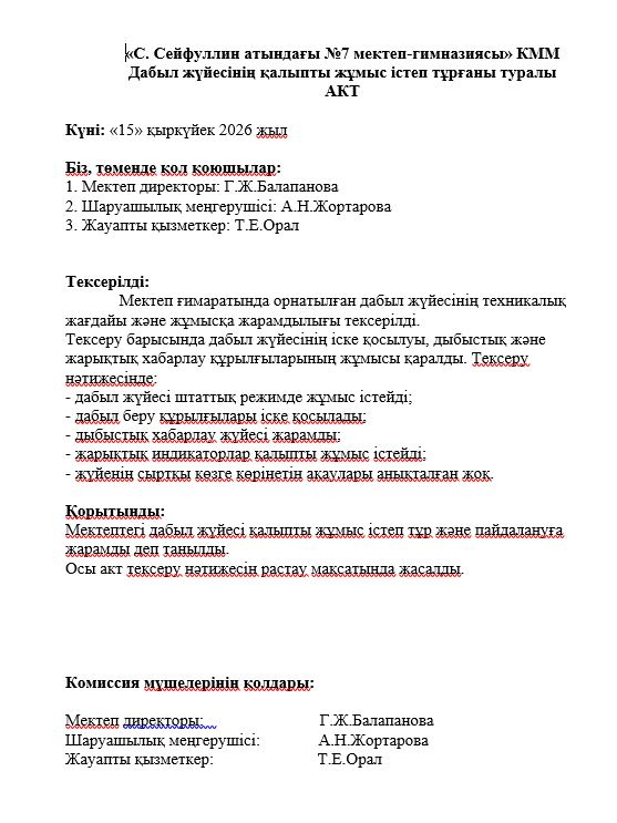 АКТ сигнализаций