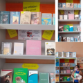 The head of the library, K. Makhashova, organized a book exhibition for the