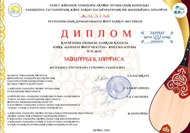 «ЖасSTAR» Республикалық домбырашылар өнер байқау-фестиваліне