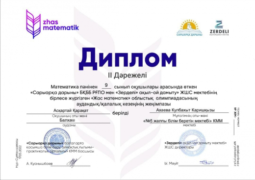 Заняла 2 место в Олимпиаде 