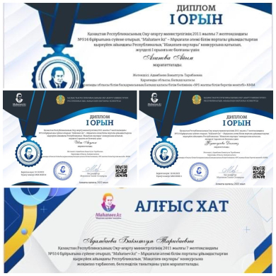 Республиканский конкурс «Мақатаев оқулары» проходил на образовательном портале «Мукагали Алеми» с 5-30 сентября. По итогам конкурса ученики 9 