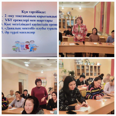 04.01.2024 года в нашей школе с родителями 11 «А» класса прошло заседание на тему «Обучение и воспитание-близнец».