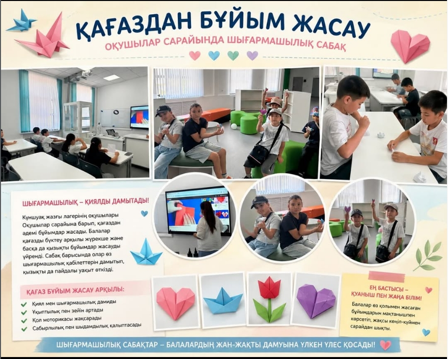 Учащиеся лагеря «Күншуақ» приняли участие в творческом занятии во Дворце школьников
