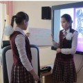 January 22 teacher of Kazakh language and literature Taizhanova K.B. was held an open-study lesson 9 