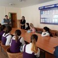 Meeting of pupils of 10-11 classes with the head of the Department of Physics and Nanotechnologies of Karaganda State University named after. E.A. Buketova Kudusov Arystan Satybaldinovich