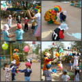 Celebration of balloons and soap bubbles