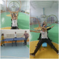 At physical education classes, schoolchildren are happy to perform exercises with gymnastic sticks